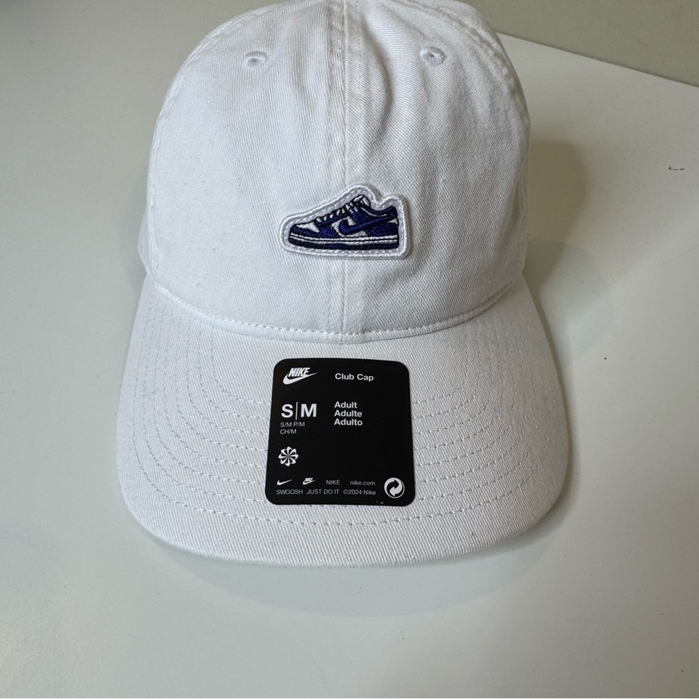 Nike Club Dunk Low Hat Adult Adjustable Unstructured Shoe Patch Logo White